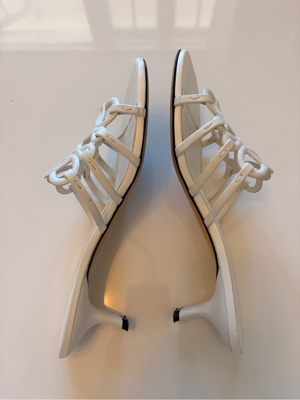 Loewe White Interlaced Leather Slide Mules - Picture 3 of 7